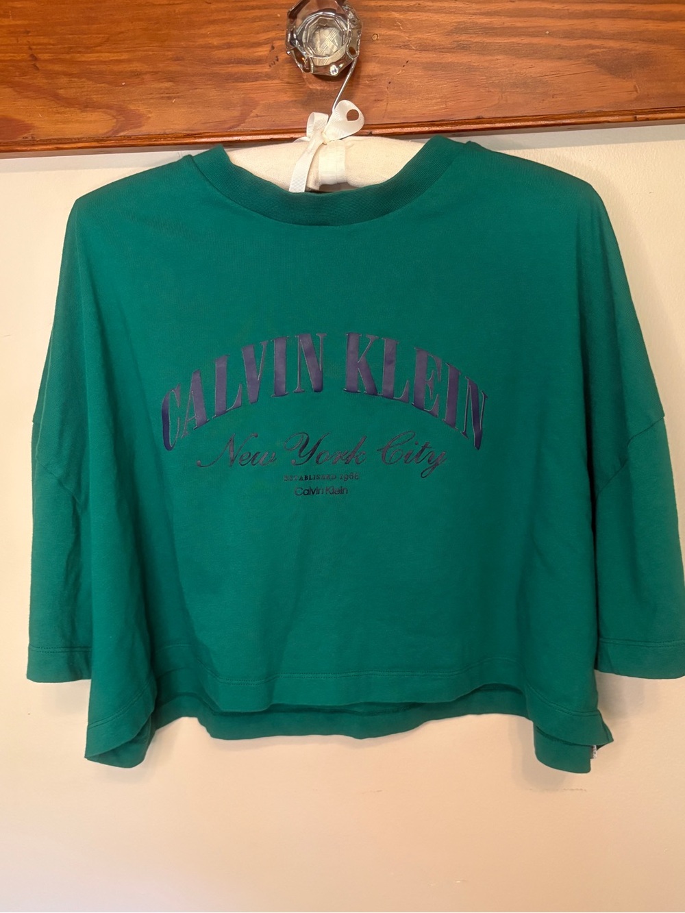 Calvin Klein Heritage Classic Boxy Emerald Green Cropped Logo Tshirt